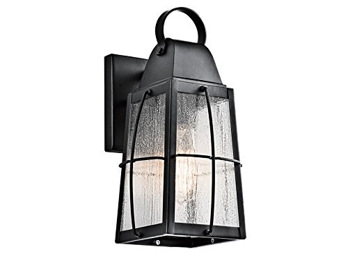 KICHLER 49552BKT  Tolerand 1-Light Exterior Wall Lantern and Clear Seedy Glass, 12-Inch, Textured Black Finish