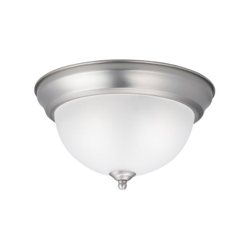 KICHLER 8111NI Lighting 2-Light Flush Mount, Brushed Nickel Finish with Satin Etched Glass
