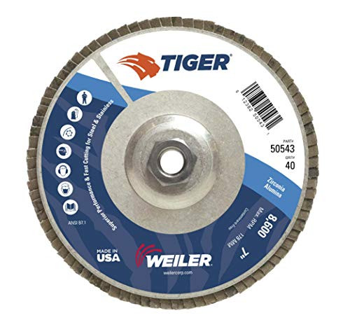 WEILER 804-50543 7 40GRIT TIGER ABRASIVEFLAP DISC ANGLED ALUM