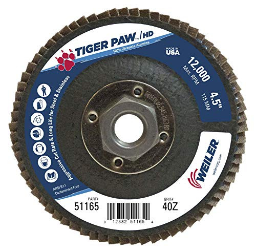WEILER 804-51165 4-1/2 TIGER PAW SUPER HIGH DENSITY FLAP DISC  F