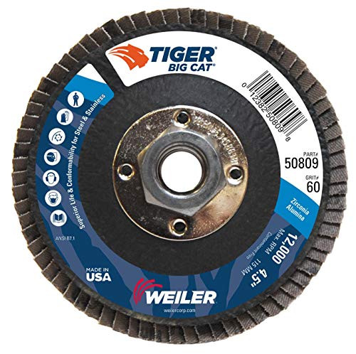 WEILER 804-50809 4-1/2 BIG CAT ABRASIVEFLAP DISC PHENOLIC BACK