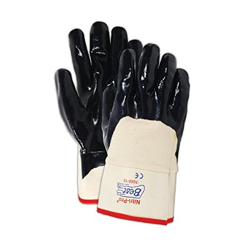 SHOWA 845-7066-10 DISPOSE NITRILE-COATED-WHITE W/NAVY  DZ6