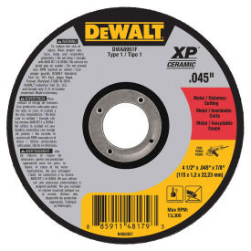 DeWalt B2225243 XP Ceramic Metal Cutting Wheels Type 1 4-1/2 x 7/8 Aluminum Oxide 60 Grit
