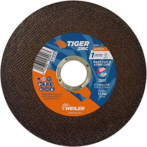 WEILER 804-58005 4-1/2X1MM TIGER ZIRC ULTRACUT TY 1  Z60T  7/8A.H