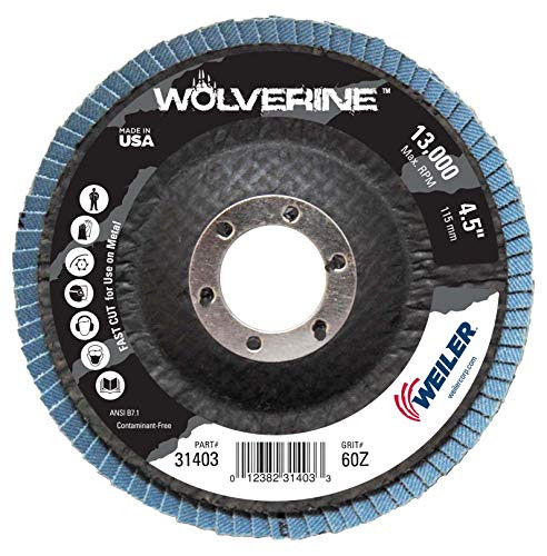 WEILER 804-31403 4-1/2 WOLV FLAP DISC  FLAT 60Z  7/8 ARBOR HOLE