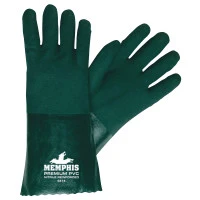 MEMPHIS GLOVE 127-6414 14 GREEN GAUNTLET JERSEY LINED SANDY