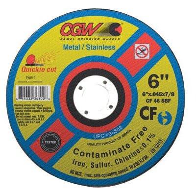 CGW Abrasive 421-35515 4-1/2X.045X7/8 T1 WA36-T-BF CF QUICKIE CUT