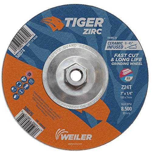 WEILER 804-58074 7 X 1/4 TIGER ZIRC TY27GRIND WHL  5/8-11 AH