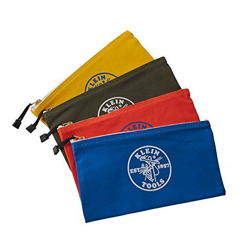 KLEIN TOOLS 409-5140 4-PACK ZIPPER BAGS- CANVAS- ASSORT. 12 1/2X7