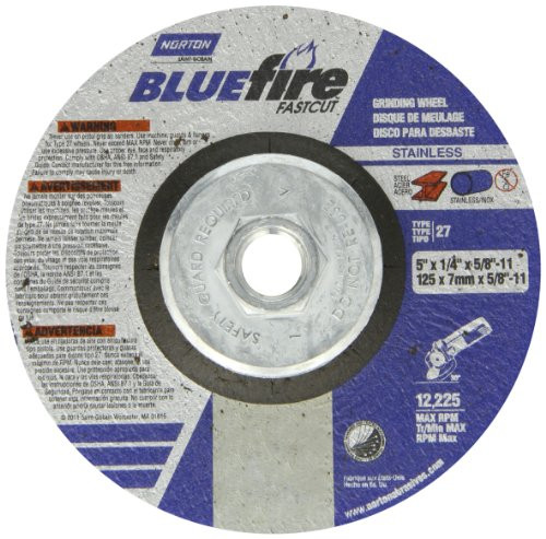 NORTON 547-66252843197 5 X 1/4 X 5/8-11-T27 BLUE FIRE FAST CUT