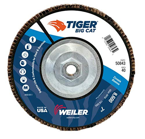 WEILER 804-50843 7 TIGER DISC BIG CAT ABR FLAP DISC PHENOLIC BK