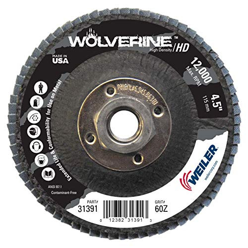 WEILER 804-31391 4-1/2 WOLV HD FLAP DISC FLAT 60Z 5/8-11 UNC NUT