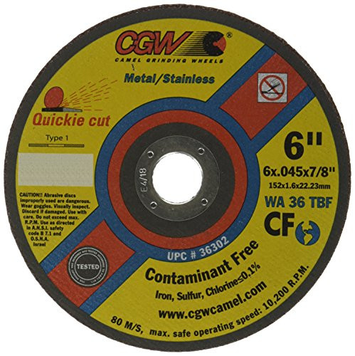 CGW Abrasive 421-36302 6X.045X7/8 T1 WA36-T-BFCF QUICKIE CUT