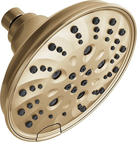 Delta D52669CZ Universal Showering Components H2Okinetic 5-Setting Traditional Raincan Shower Head Champagne Bronze 52669CZ