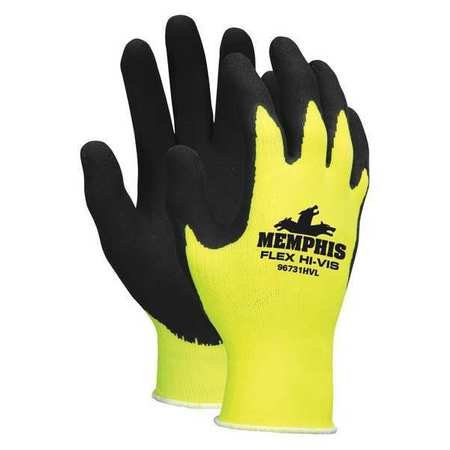 MEMPHIS GLOVE 127-96731HVL MEMPHIS FLEX HI-VIS  FOAM LATEX PALM  13-GAUGE