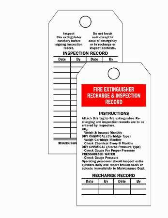 BRADY 262-76222 RECHARGE MAINTENANCE/INSPECTION TAGS
