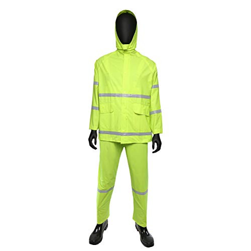 PIP 813-4031/M FLUOR GR-35ML PVC POLY3PCS RAINSUIT CLASS 1