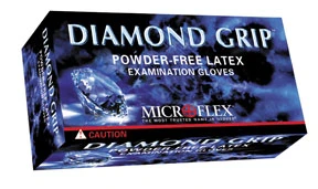 Microflex MFX-MF300S Diamond Grip Latex Glove, Powder Free, 9.6" Length, 6.3 mils Thick, Small (Pack of 100)