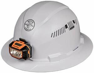 KLEIN TOOLS 409-60407 HARD HAT  VENTED  FULL BRIM WITH HEADLAMP