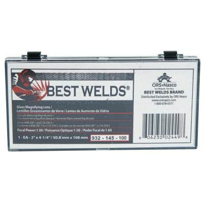 BEST WELDS 901-932-145-100 BW-2X4-1/4 GLASS MAG LENS 1.00 DIOPTER
