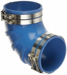 TRIDENT HOSE606-290V6000SS ELBOW 6IN 90D W/CLAMPS BLUE SI