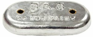 B & S ANODES377-BSMB12 OVAL ZINC W/2 HOLES 9IN X 4IN