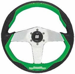 UFLEX216-GRIMANIGS STEERING WHL-GREEN GRIP SILVR