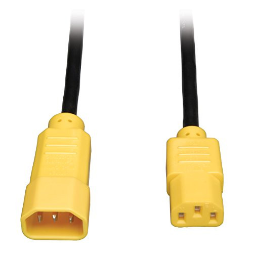 Tripp Lite P004-004-YW Standard Computer Power Extension Cord 10A, 18AWG (IEC-320-C14 to IEC-320-C13 with Yellow Plugs) 4-ft.()