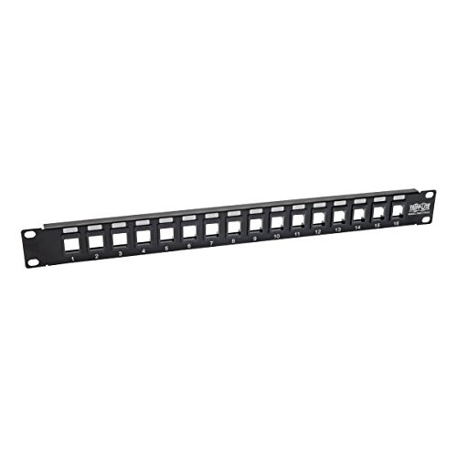 Tripp Lite N062-016-KJ 16-Port 1U Rack-Mount Unshielded Blank Keystone/Multimedia Patch Panel RJ45 Ethernet USB HDMI Cat5e/6 N062016KJ
