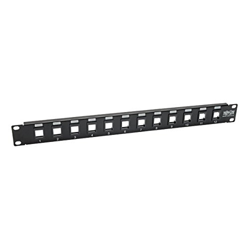 Tripp Lite N062-012-KJ 12-Port Keystone Blank Patch Panel RJ45, USB, HDMI, Cat5e / Cat6 Rackmount Unshielded 2URM TAA () (Renewed)