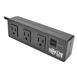 TRIPP LITE TLP310USBS 3-OUTLET SURGE PROTECTOR POWER STRIP W/2-PORT USB CHARGING BLACK