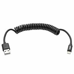 TRIPP LITE M100-004COIL-BK 4FT LIGHTNING USB/SYNC CHARGE COILED CABLE FOR APPLE IPHONE / IPAD BLACK 4 FT