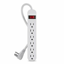 BELKIN COMPONENTS F9P609-05R-DP 6-OUTLET POWER STRIP; RIGHT ANGLE, 5 FT.