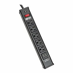 TRIPP LITE TLM526USBB SURGE PROTECTOR STRIP 5-OUTLET 2 USB CHARGING PORTS 6FT CORD