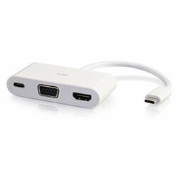 C2G 26885 C2G USB C TO HDMI AND VGA ADAPTER CONVERTER WITH POWER DELIVERY - WHITE - USB TO