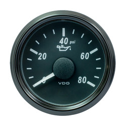 VDO SingleViu 52mm (2-1/16) Oil Pressure Gauge - 80 PSI - 240-33 Ohm