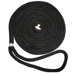 New England Ropes 3/8 X 15' Nylon Double Braid Dock Line - Black