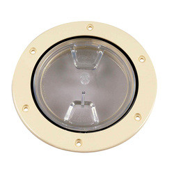 Beckson 4 Clear Center Screw-Out Deck Plate - Beige