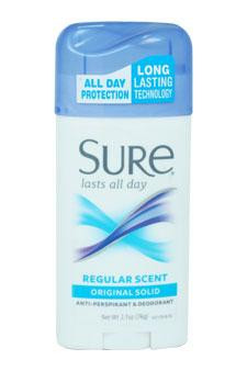 Sure U-BB-1358 Antiperspirant & Deodorant - Regular Scent - Original Solid - Lasts All Day - Net Wt. 2.7 OZ (76 g) Each - Pack of 4