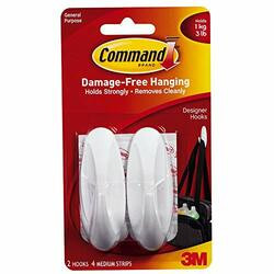 3M/COMMERCIAL TAPE DIV. MMM17081ES HOOK,2HOOKS,4STRPS,2PK,WH