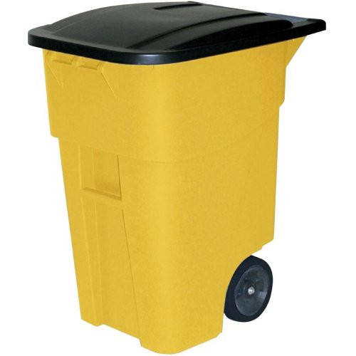 Rubbermaid 113423 9W27 Brute & #174 Rollout 50 Gallon Large Mobile Container - Yellow with Lid