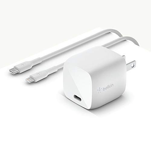 BELKIN COMPONENTS WCH001DQ1MWH-B5 BOOST CHARGE 30W USB-C GAN WALL CHARGER + USB-C TO LIGHTNING CABLE