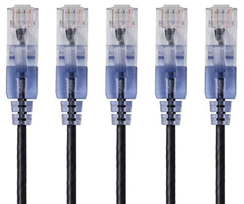 MONOPRICE, INC. 15129 SLIM CAT6A CABLE - 5-PACK - 3FT BLACK