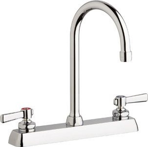 Chicago Faucets CW8DGN2AE35369AB Chicago Faucet Deck Mount Workboard faucet with 5-1/4" Gooseneck Spout, 8"