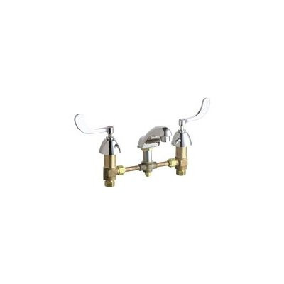 Chicago Faucets C404V317ABCP  8-Inch Widespread 2-Handle Low Arc Bathroom Faucet in Chrome with 5-Inch Center to Center Rigid Cast Brass Spout