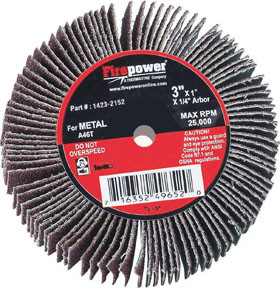 Firepower VCT-1423-2152 Mounted Flap Wheel, 80-Grit, 3 x 1 x 1/4-Inch