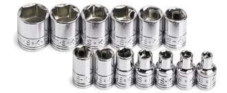 SK Hand Tool SKT-1313 SK 13-Piece 1/4-Inch Drive 6 Point Standard Metric Socket Set