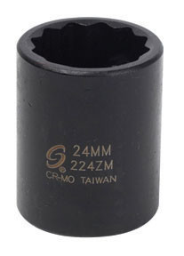 Sunex SUU-224ZM 1/2-Inch Drive 24-mm 12-Point Impact Socket