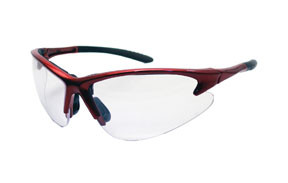 SAS Safety SAS-540-0400 DB2 Eyewear with Polybag, Clear Lens/Red Frame