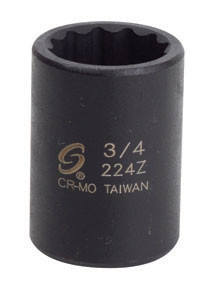 Sunex SUU-224Z 1/2-Inch Drive 3/4-Inch 12-Point Impact Socket